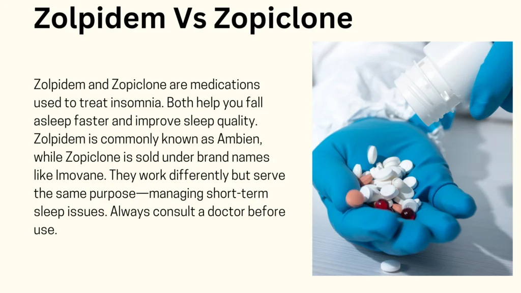 Zolpidem vs. Zopiclone comparison showing various pills in a gloved hand